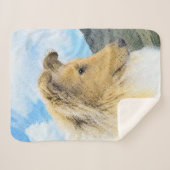 Collie in Mountains (Rough) 絵画's - Dog Art シェルパブランケット (正面(横))