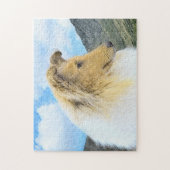 Collie in Mountains (Rough) 絵画's - Dog Art ジグソーパズル (縦)