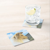 Collie in Mountains (Rough) 絵画's - Dog Art スクエアペーパーコースター (インサイチュ)