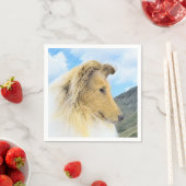 Collie in Mountains (Rough) 絵画's - Dog Art スタンダードカクテルナプキン (インサイチュ)