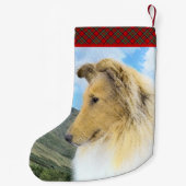 Collie in Mountains (Rough) 絵画's - Dog Art スモールクリスマスストッキング (裏面)