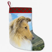 Collie in Mountains (Rough) 絵画's - Dog Art スモールクリスマスストッキング (正面)