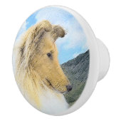 Collie in Mountains (Rough) 絵画's - Dog Art セラミックノブ (右)