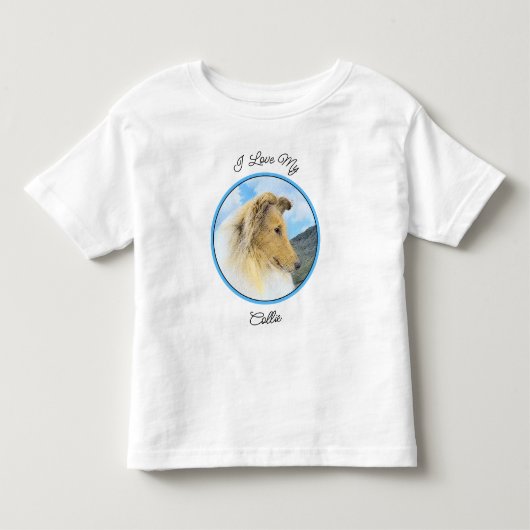 Collie in Mountains (Rough) 絵画's - Dog Art トドラーTシャツ (正面)