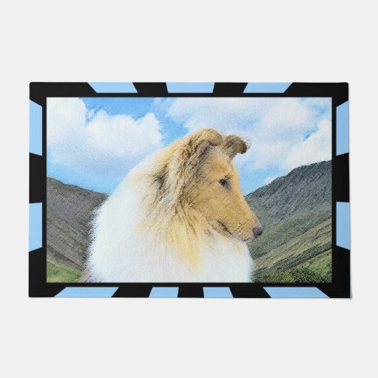Collie in Mountains (Rough) 絵画's - Dog Art ドアマット (正面)