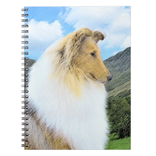 Collie in Mountains (Rough) 絵画's - Dog Art ノートブック (正面)