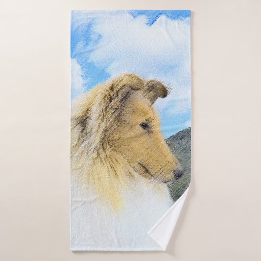 Collie in Mountains (Rough) 絵画's - Dog Art バスタオルセット (バスタオル)