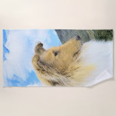 Collie in Mountains (Rough) 絵画's - Dog Art ビーチタオル (正面)
