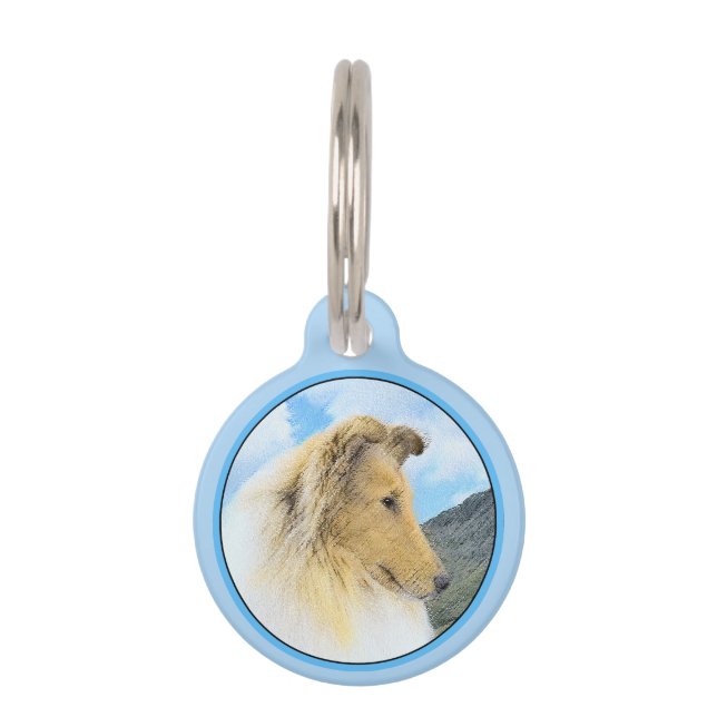 Collie in Mountains (Rough) 絵画's - Dog Art ペット　ネームタグ (正面)