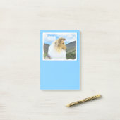 Collie in Mountains (Rough) 絵画's - Dog Art ポストイット (デスク上)