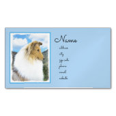 Collie in Mountains (Rough) 絵画's - Dog Art マグネット名刺 (正面)