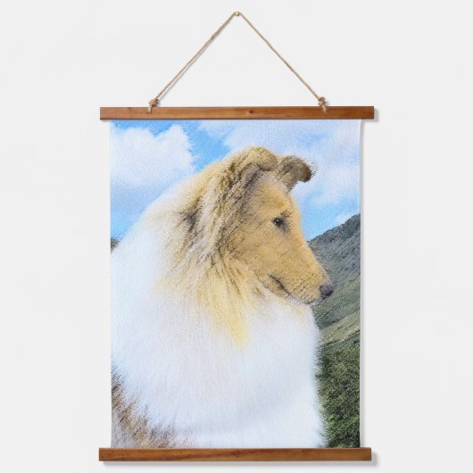 Collie in Mountains (Rough) 絵画's - Dog Art 吊り下げ型タペストリー (正面)