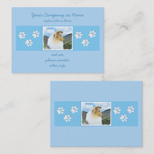 Collie in Mountains (Rough) 絵画's - Dog Art 名刺 (正面/裏面)