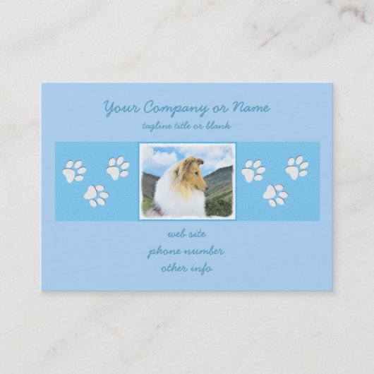 Collie in Mountains (Rough) 絵画's - Dog Art 名刺 (正面)