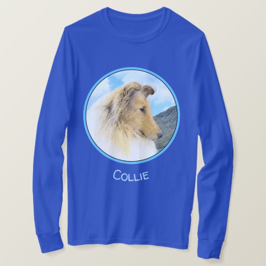 Collie in Mountains (Rough) 絵画's - Dog Art Tシャツ (デザイン正面)