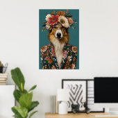 Collie In Suit Poster, Collie Portrait, Collie Oil ポスター (ホームオフィス)