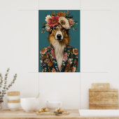 Collie In Suit Poster, Collie Portrait, Collie Oil ポスター (キッチン)