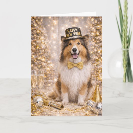 Collie New Year's Card -Happy New Year Dog  シーズンカード (正面)