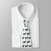 Collie Rough Dog Yellow & Black Grid White Tie ネクタイ (タイ)