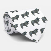 Collie Rough Dog Yellow & Black Grid White Tie ネクタイ (ロール)