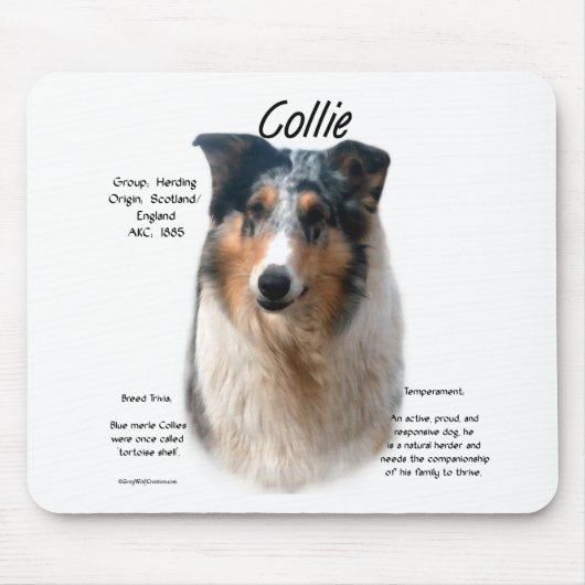 Collie (smooth merle)ヒストリデザイン マウスパッド (正面)