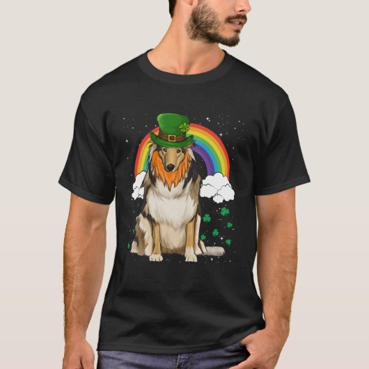 Collie St Patricks Day Leprechaun Tシャツ (正面)