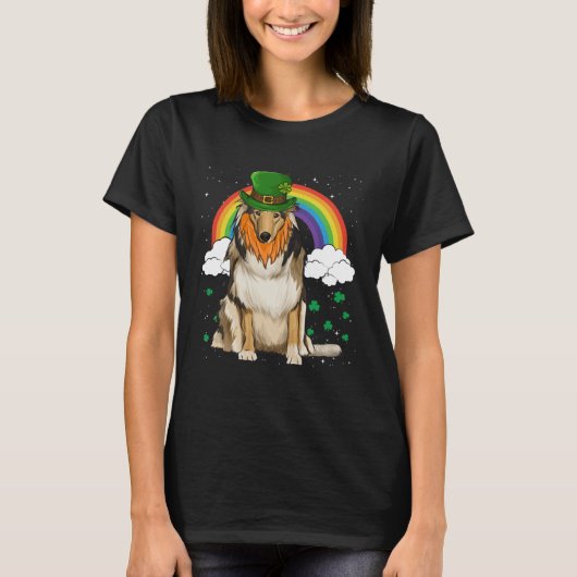 Collie St Patricks Day Leprechaun Tシャツ (正面)