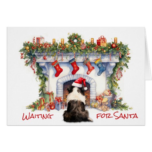 Collie Wait 縁ど for Santa Christmas Fireplace (正面横)