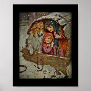 Collie with Children in a Doghouse ポスター