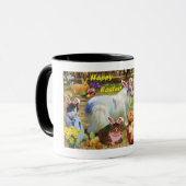 Collies and kittens celebrating as Easter Bunnies マグカップ (正面左)