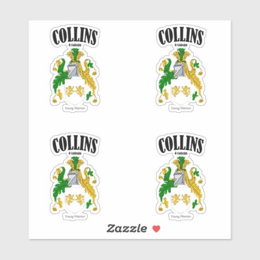 Collins Crest Irish Translation & Meaning (x4) シール (シート)