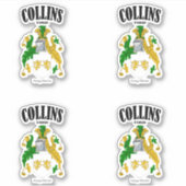 Collins Crest Irish Translation & Meaning (x4) シール (正面)