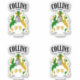 Collins Crest Irish Translation & Meaning (x4) シール