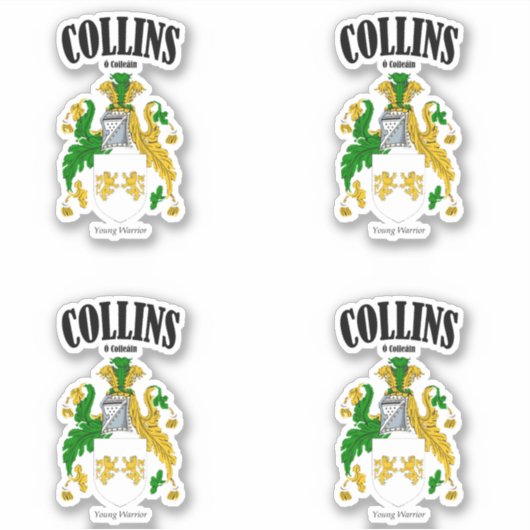 Collins Crest Irish Translation & Meaning (x4) シール (正面)