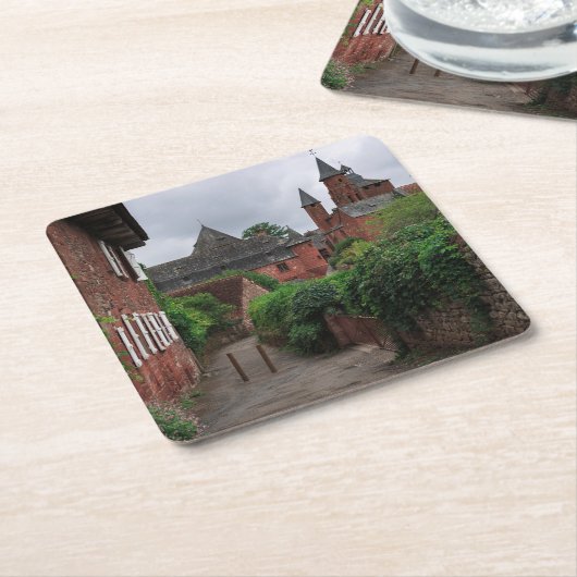 Collonges la弁柄、赤い村のコースター スクエアペーパーコースター (アングル)