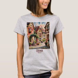 Colmar France Alsace Village Art Watercolor Travel Tシャツ