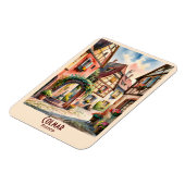 Colmar France Alsace Watercolor Travel Custom Text マグネット (左側)
