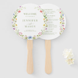 Coloful Meadow Flowers Wildflowers Wedding Program ハンドファン