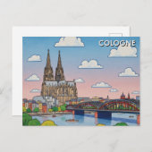 Cologne Cathedral Germany Night Travel ポストカード (正面/裏面)