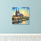 Cologne Cathedral Riverside Glow Canvas Art キャンバスプリント (インサイチュ (ウッドフロア))