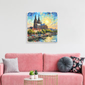 Cologne Cathedral Riverside Glow Canvas Art キャンバスプリント (インサイチュ (リビング))