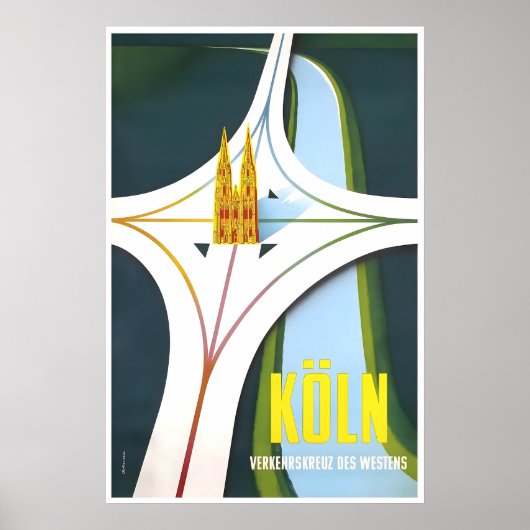 Cologne Travel Poster German Art Vintage Germany ポスター (正面)
