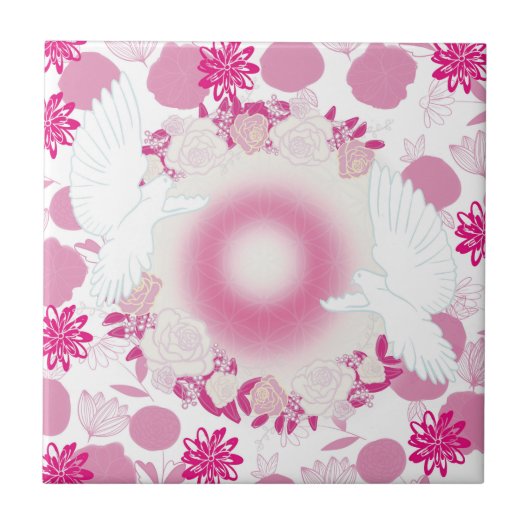 colombe à fleurs タイル (正面)