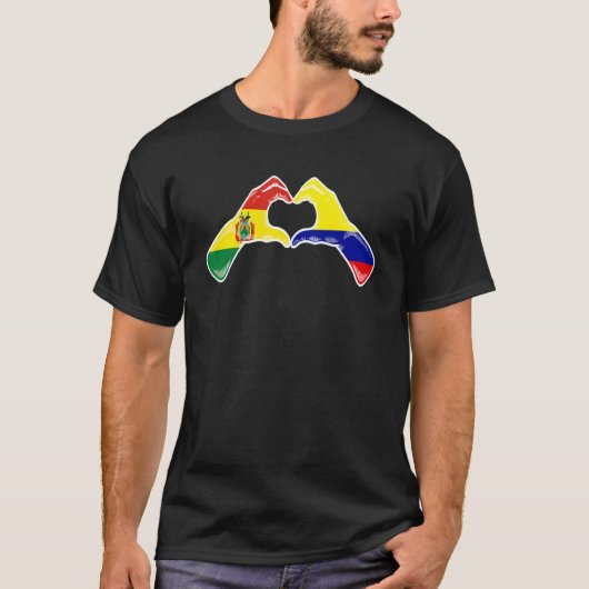 Colombia Bolivia Flag Colombian Bolivian Heart Tシャツ (正面)