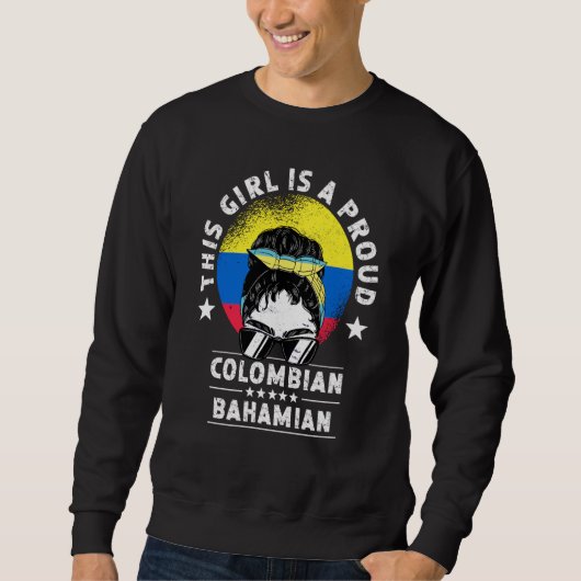 Colombia Flag Bahamas Grown Women Girl Citizen Pri スウェットシャツ (正面)