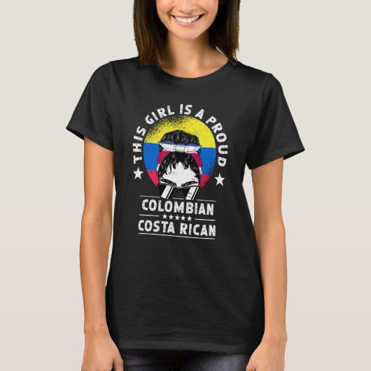 Colombia Flag Costa Rica Grown Women Girl Citizen  Tシャツ (正面)