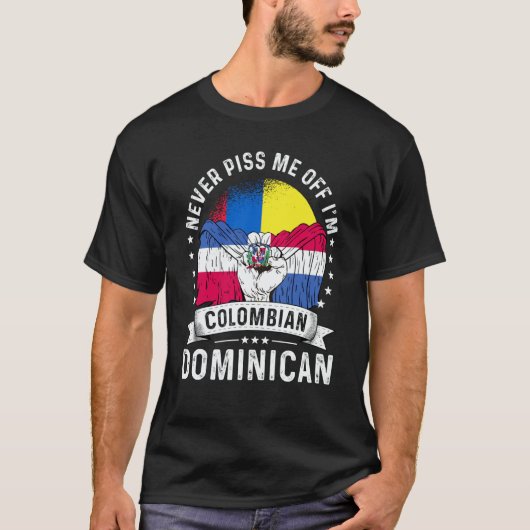 Colombia Flag Dominican Grown Humor Citizen Pride Tシャツ (正面)