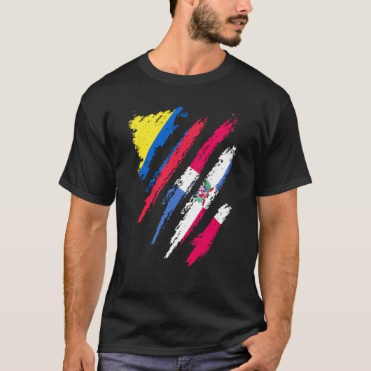 Colombia Flag Dominican Grown Patriot Country Stri Tシャツ (正面)