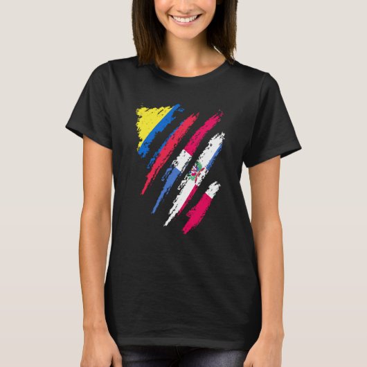 Colombia Flag Dominican Grown Patriot Country Stri Tシャツ (正面)