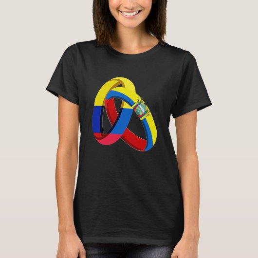 Colombia Flag Ecuador Grown Ring Marriage Wedding Tシャツ (正面)